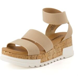 LIKE NEW CUSHIONAIRE Women's Naomi Cork Wedge Sandal Size 7